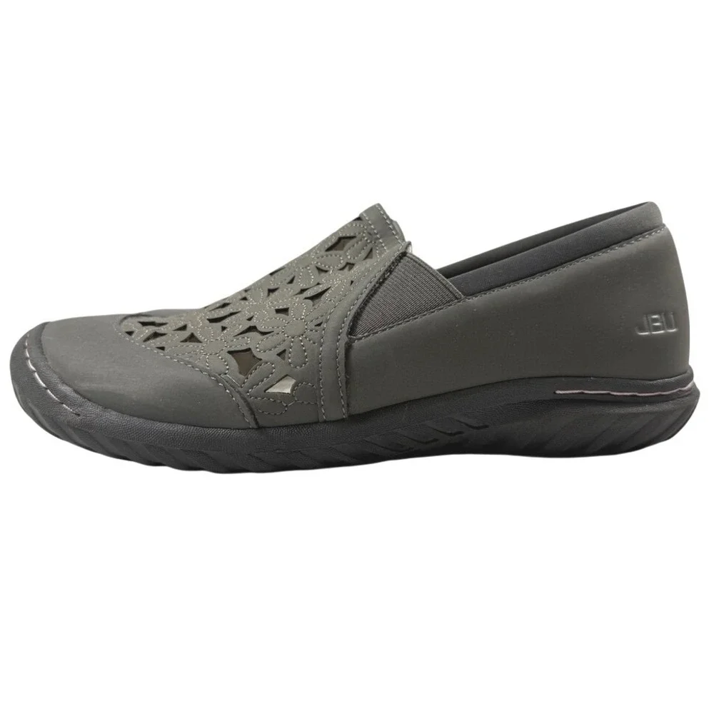 JBU‎ by Jambu Wildflower Grey Laser Cut Floral Slip On Shoes Vegan Womens 6.5M